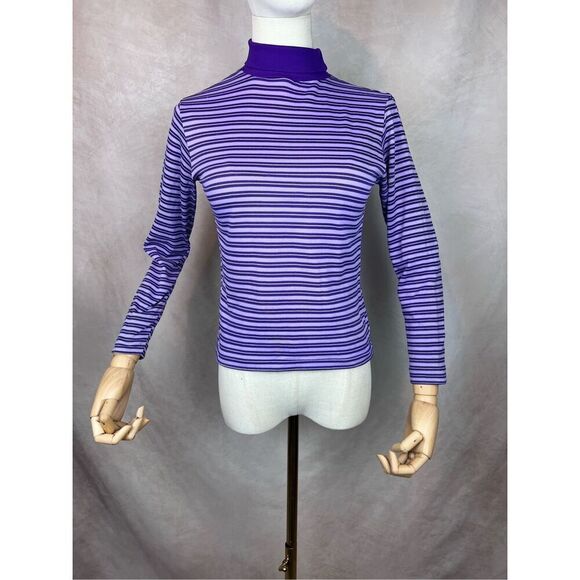 Vintage 1970s Striped Turtleneck Mod MCM Size Small XS - Picture 1 of 8
